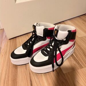 Puma Karmen Rebelle Platform Sneakers - White, Black, Pink
